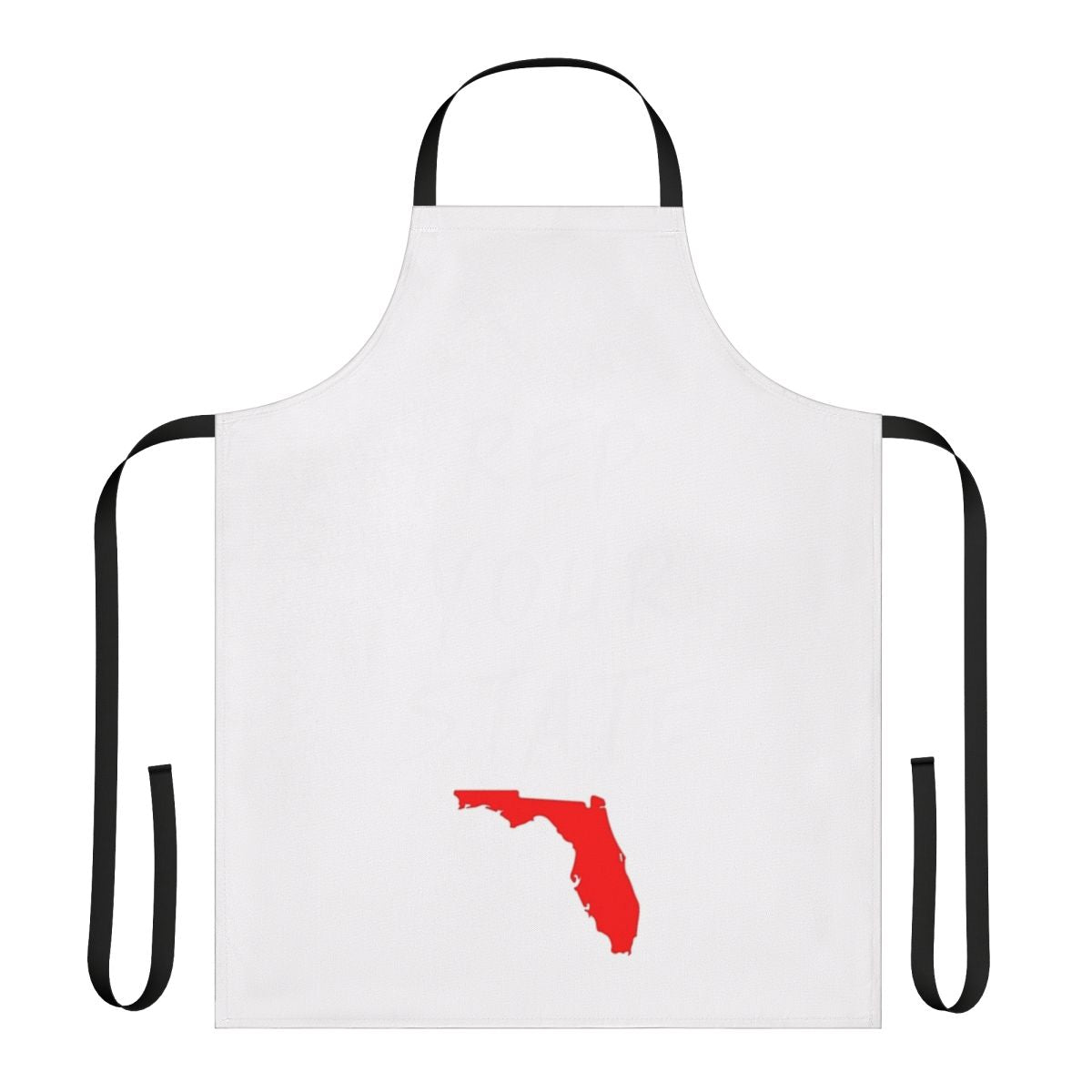 A red and white apron with the state of Florida and "Rep Your State" printed on it.
