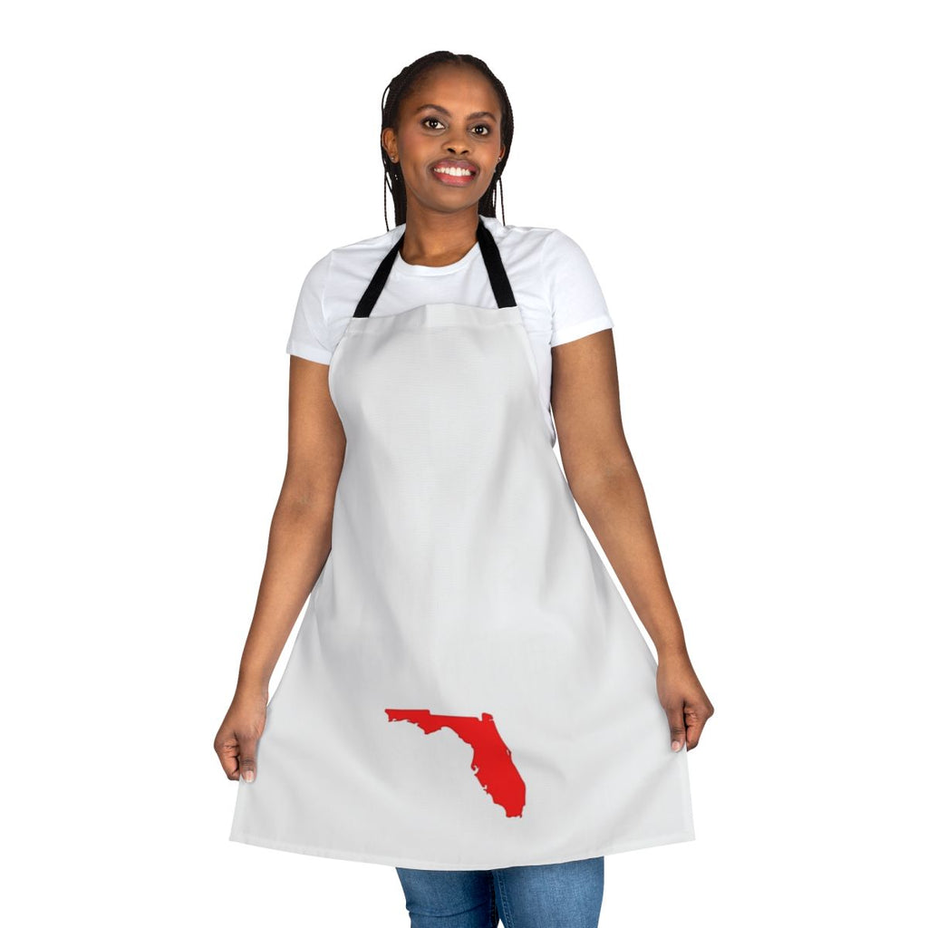A red and white apron with the state of Florida and "Rep Your State" printed on it.