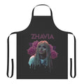 Vibrant floral apron featuring Zhavia's signature style