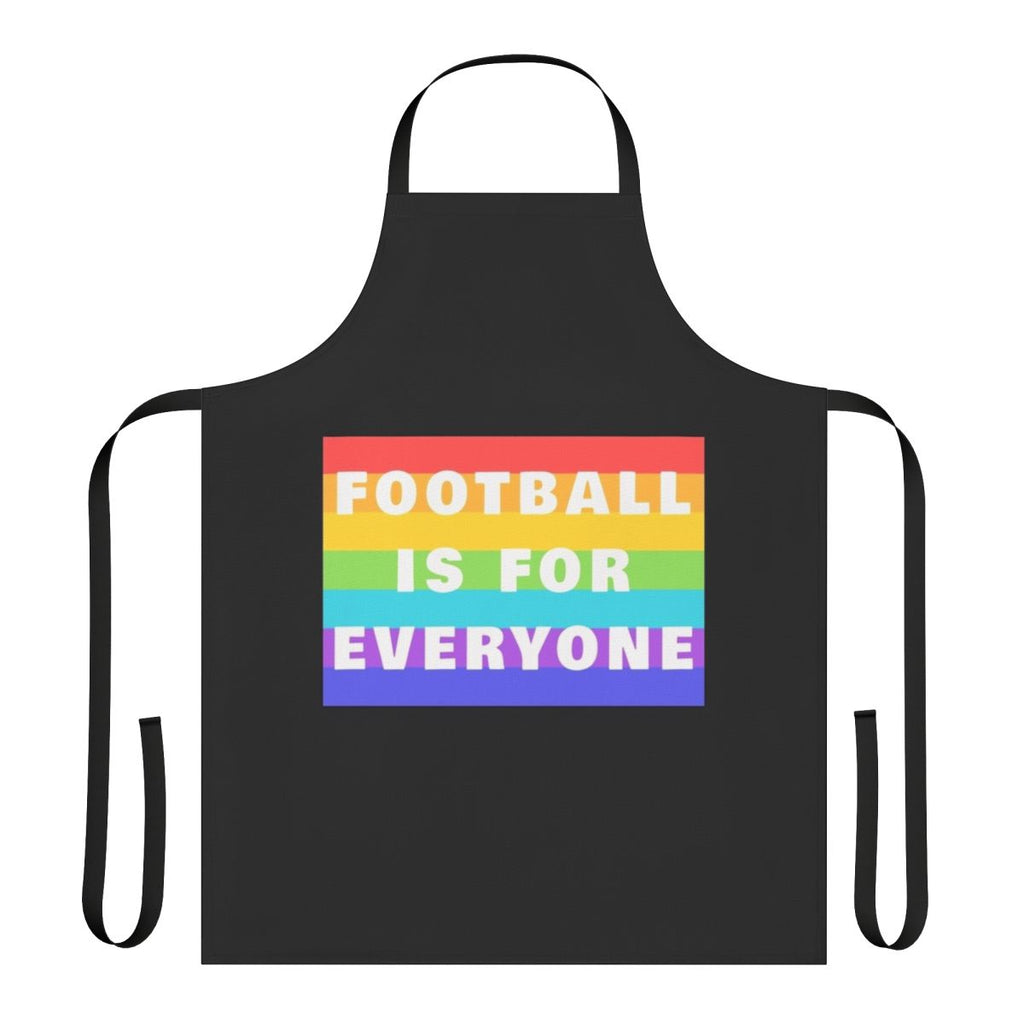 A high-quality apron featuring a "Football Is For Everyone" design, perfect for football fans and supporters.