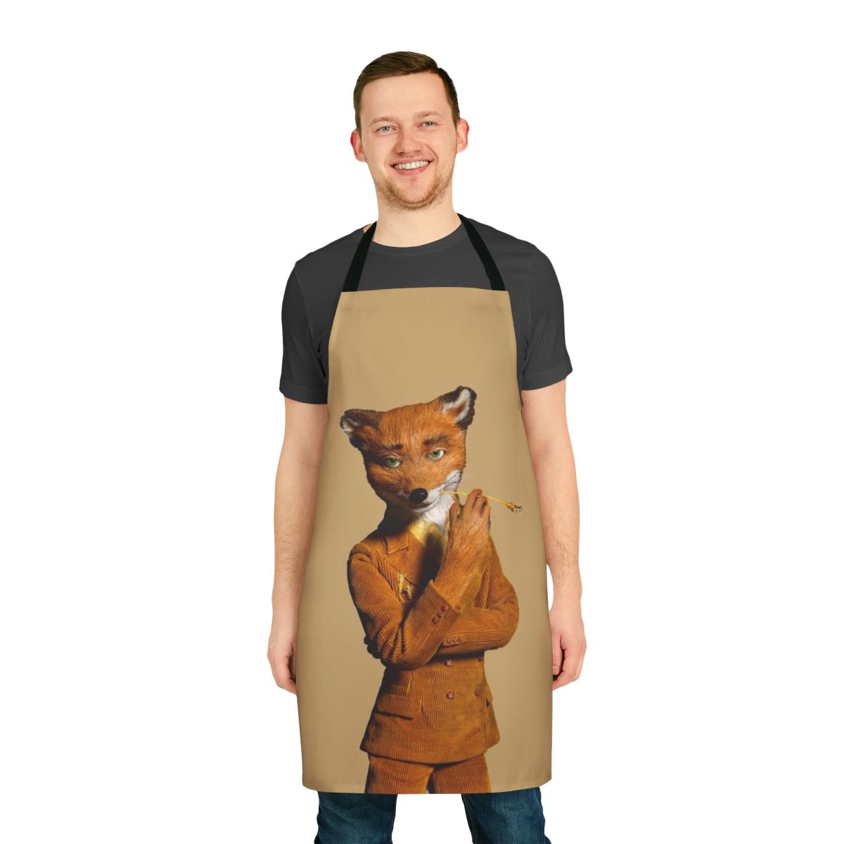 A minimalist, anime-inspired apron featuring a fox design