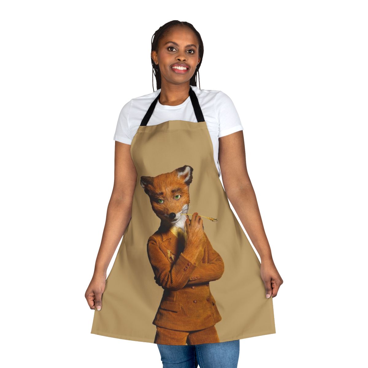 A minimalist, anime-inspired apron featuring a fox design