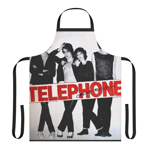 A stylish apron featuring the iconic telephone logo of the famous French rock band.