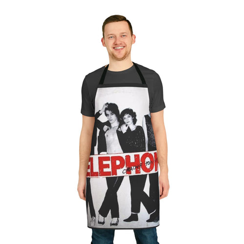 A stylish apron featuring the iconic telephone logo of the famous French rock band.