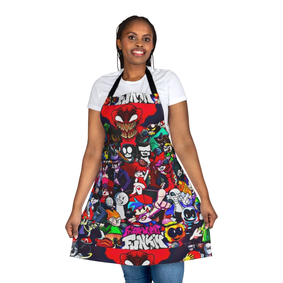 Colorful apron featuring favorite Friday Night Funkin game characters