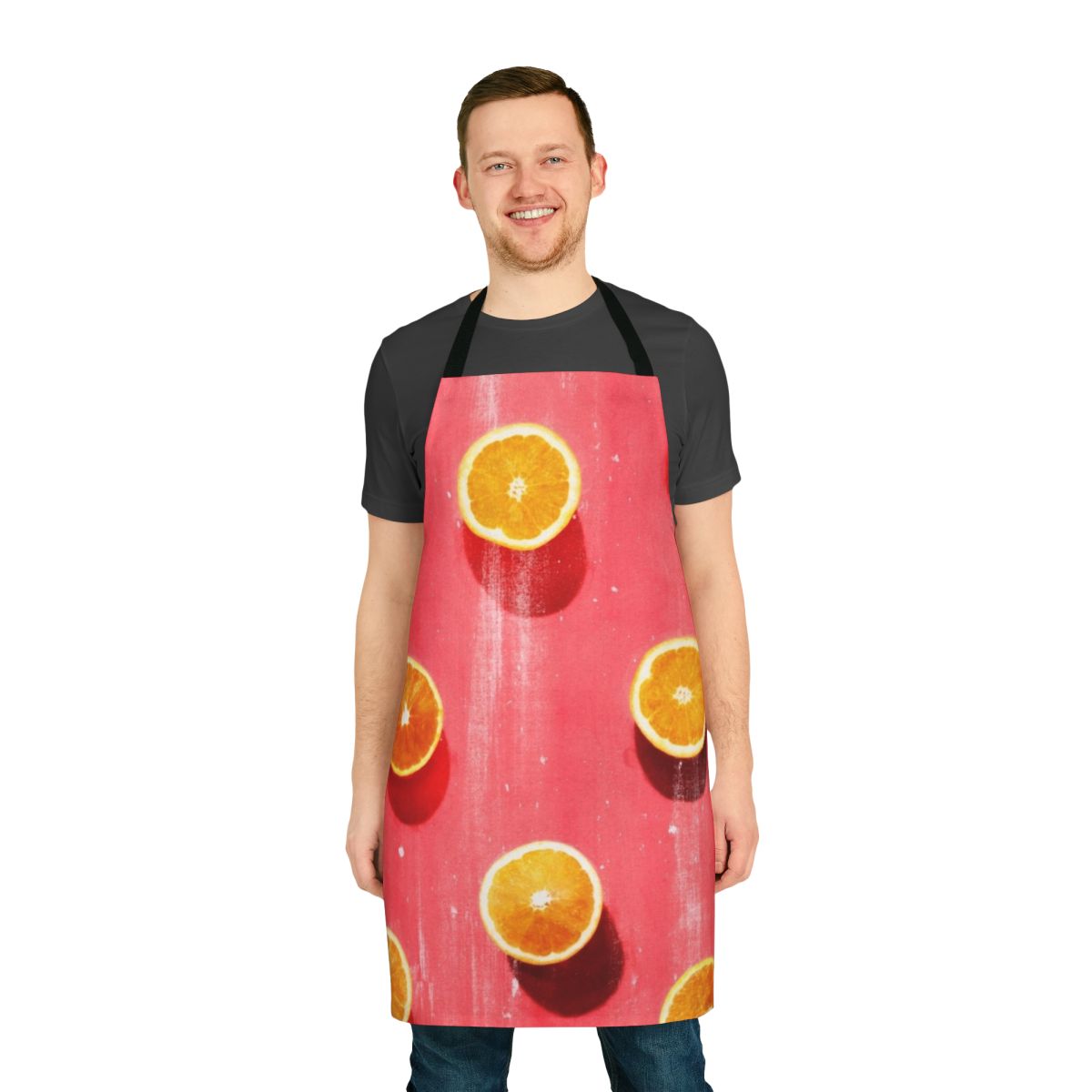 A vibrant fruit-patterned apron for the kitchen