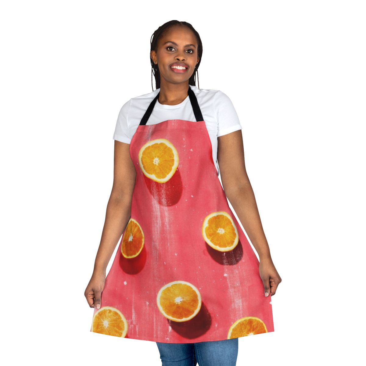 A vibrant fruit-patterned apron for the kitchen