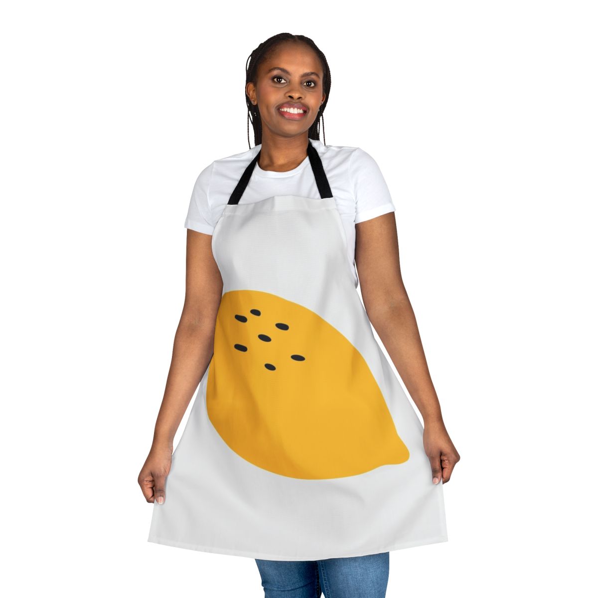 A colorful and trendy fruit-patterned apron for the kitchen