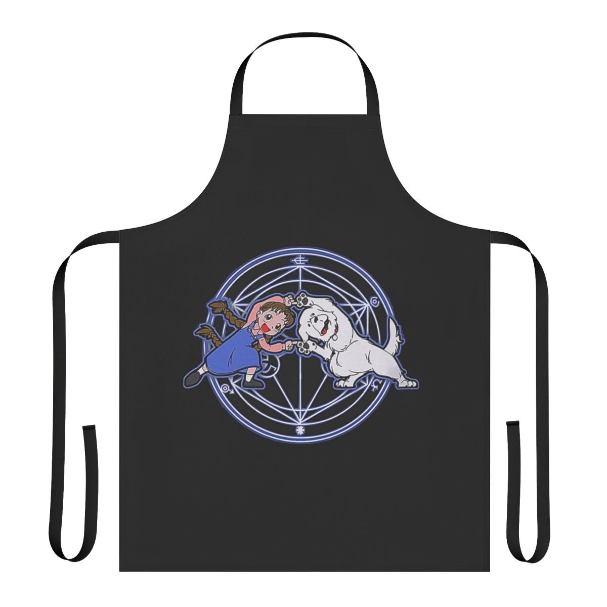 Fullmetal Fusion inspired apron with anime-style graphic design