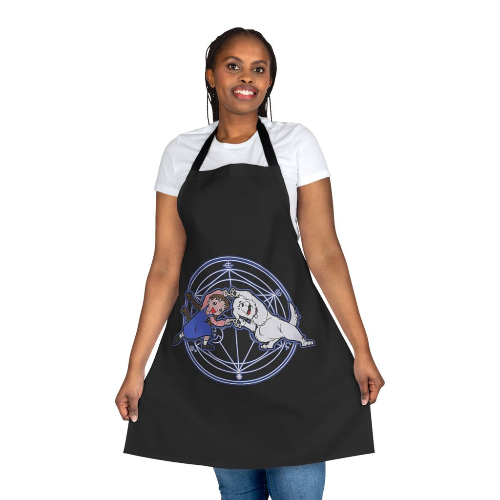 Fullmetal Fusion inspired apron with anime-style graphic design
