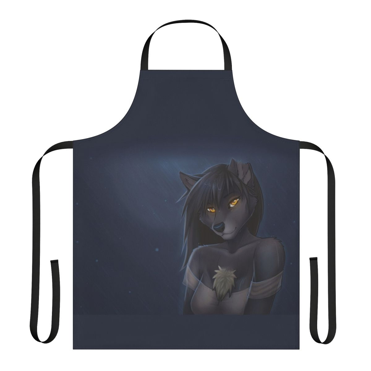 Illustration of a furry anthro wolf design on a high-quality summer apron