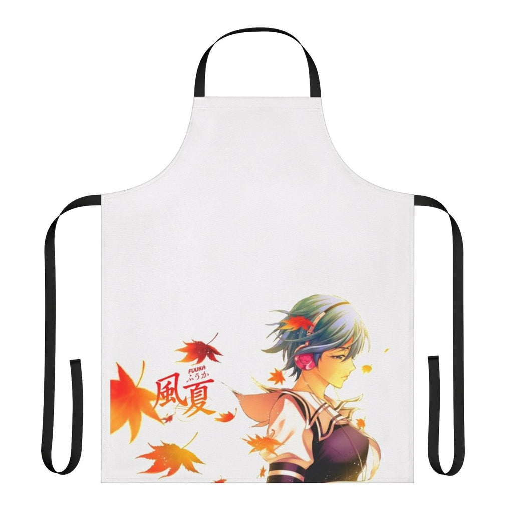 Fuuka anime-inspired apron with autumn leaves and music notes design