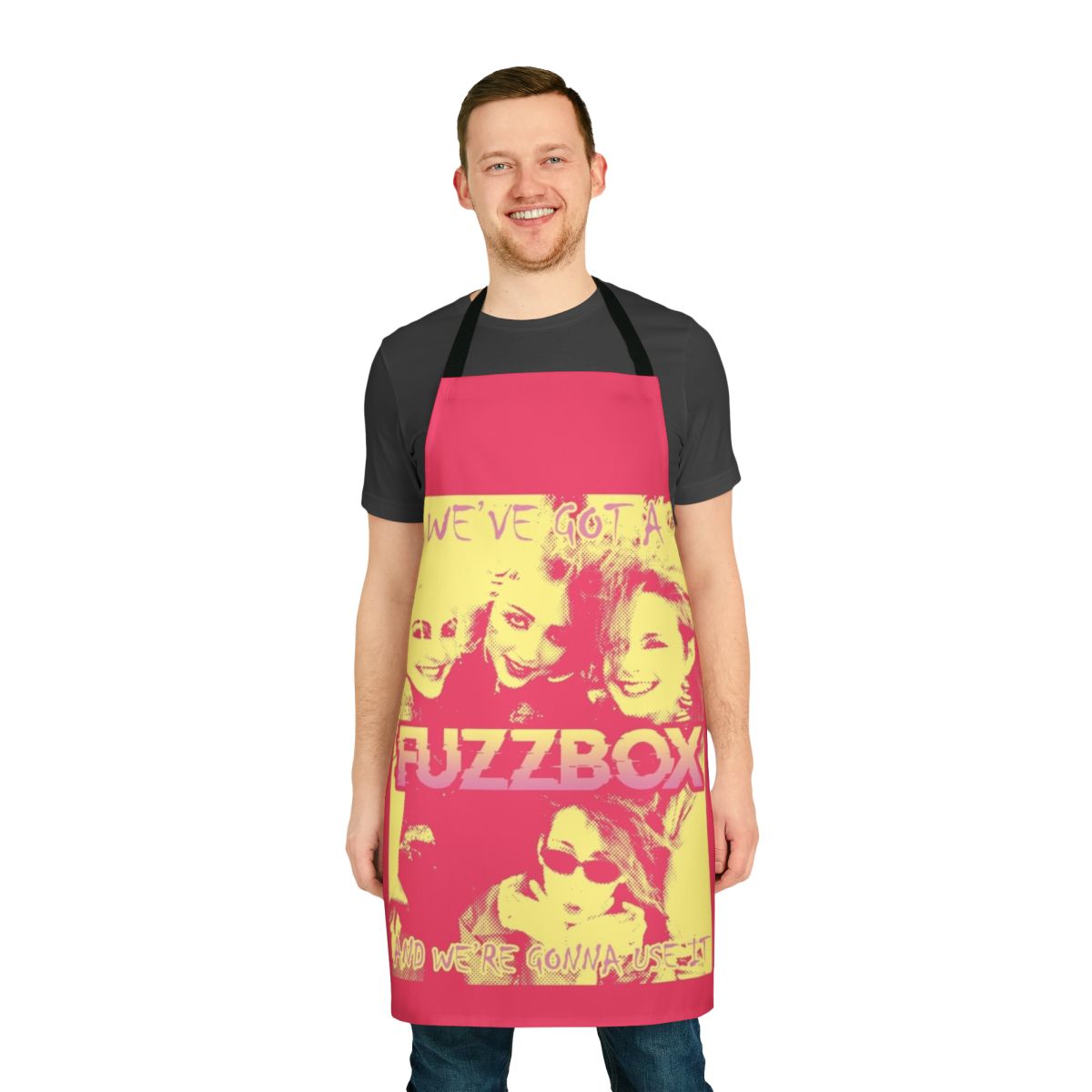 Fuzzbox inspired apron featuring a retro punk rock design