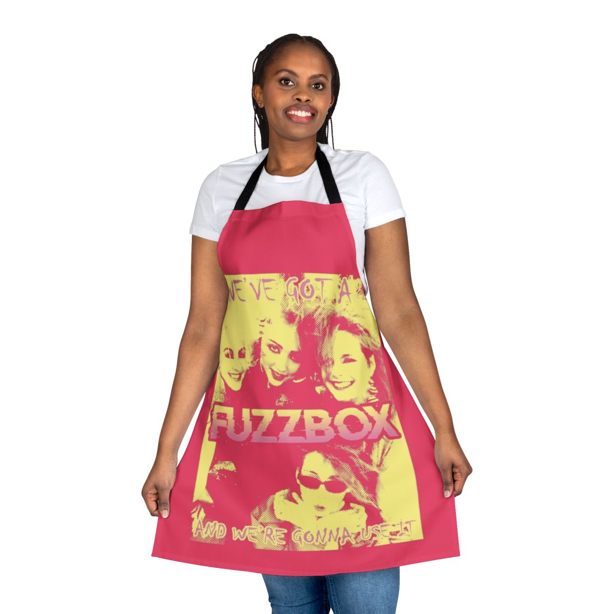Fuzzbox inspired apron featuring a retro punk rock design
