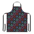 Sleek black apron with a gamer-inspired pattern, perfect for cooking or crafting while gaming.