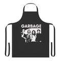 Apron with Garbage band logo and music-themed graphics