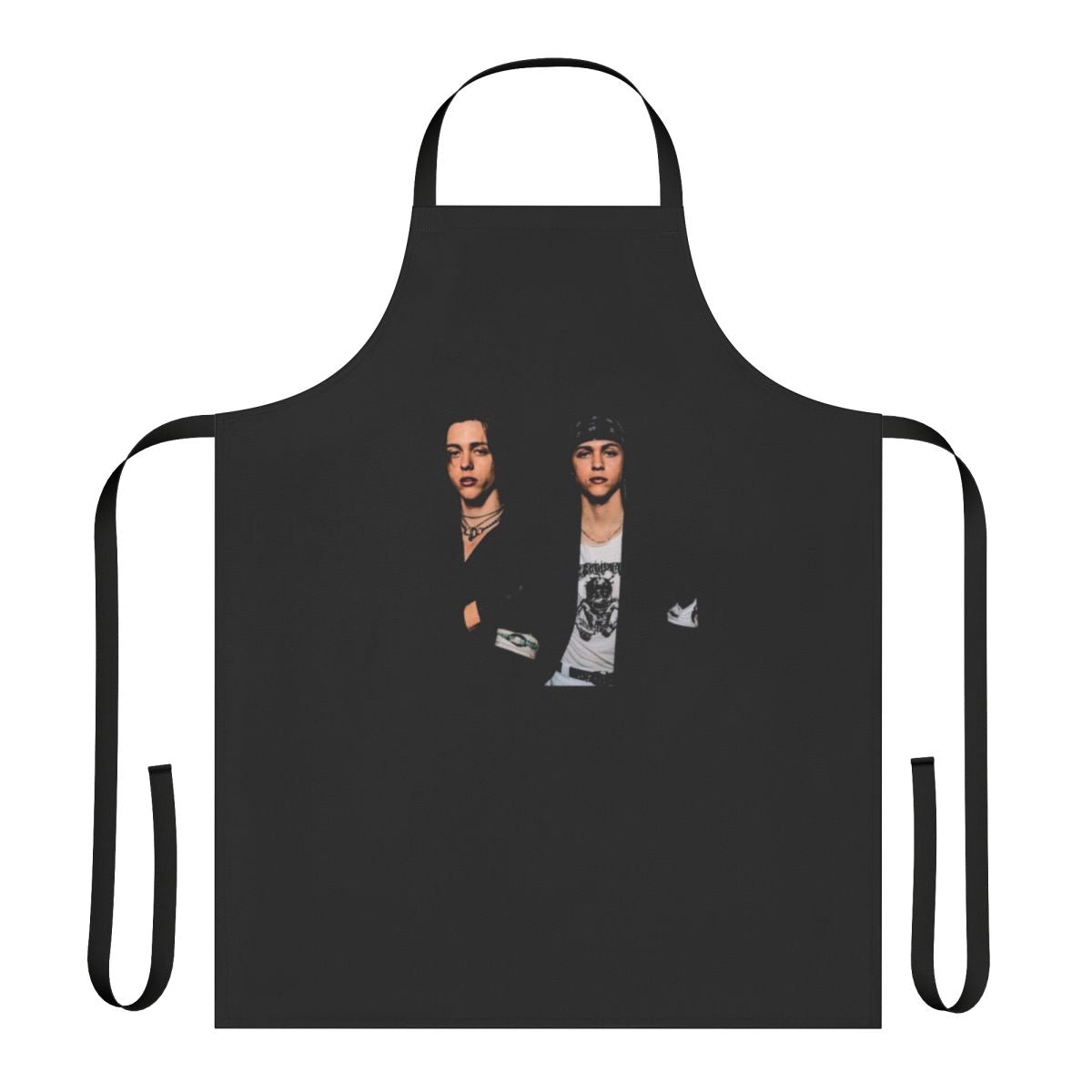 Floral and musical-themed apron with "The Garden Band" design