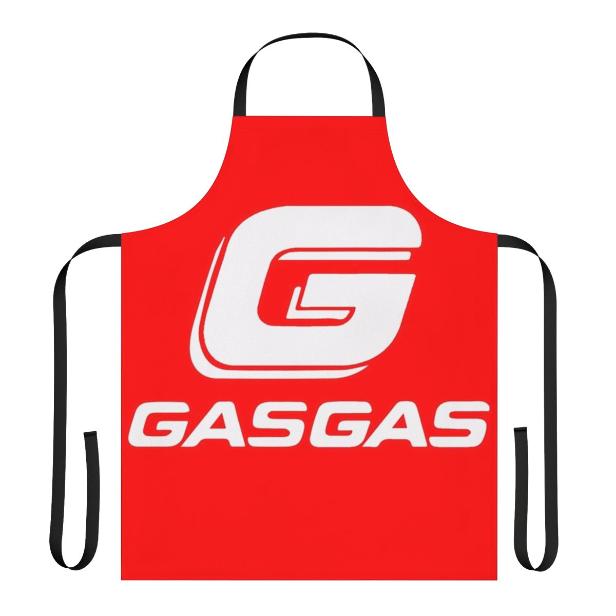 Gasgas motorcycle-themed apron with logo and symbol