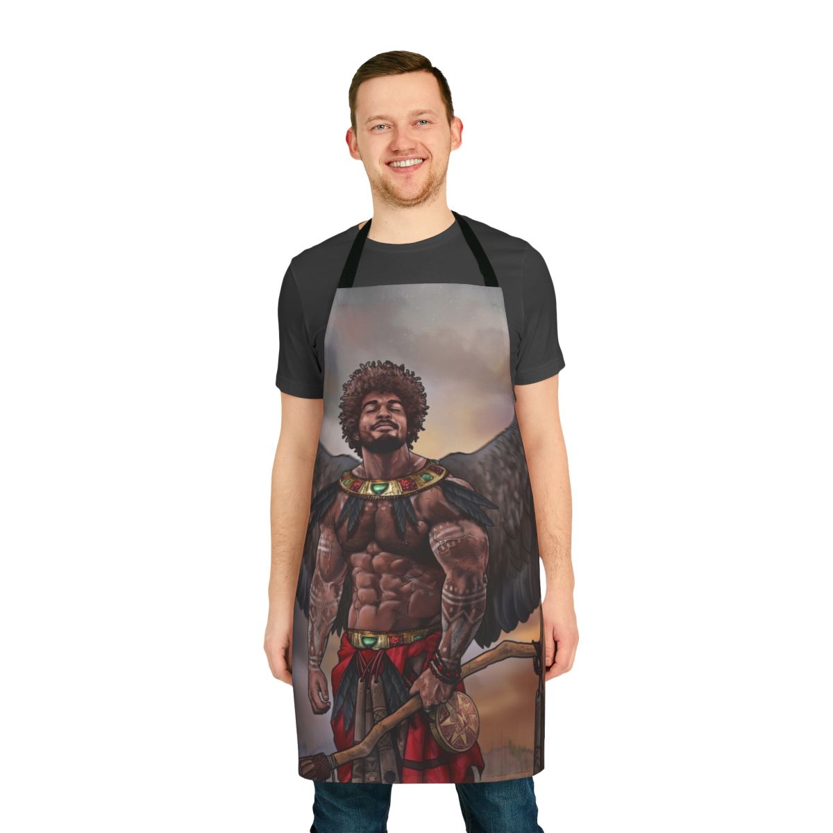 Attractive muscular gay man wearing a stylish gay art apron