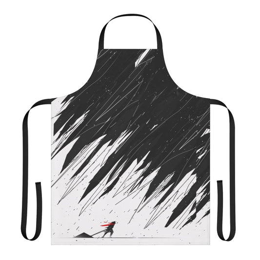A geometric-patterned apron with abstract shapes and nature-inspired designs