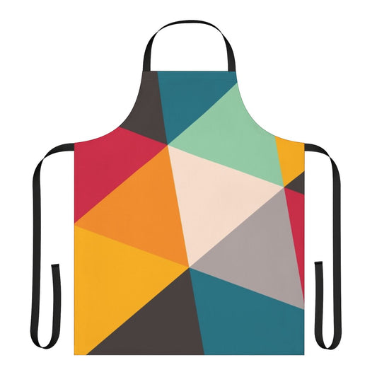 Colourful, geometric triangles pattern on a high-quality, modern home kitchen apron