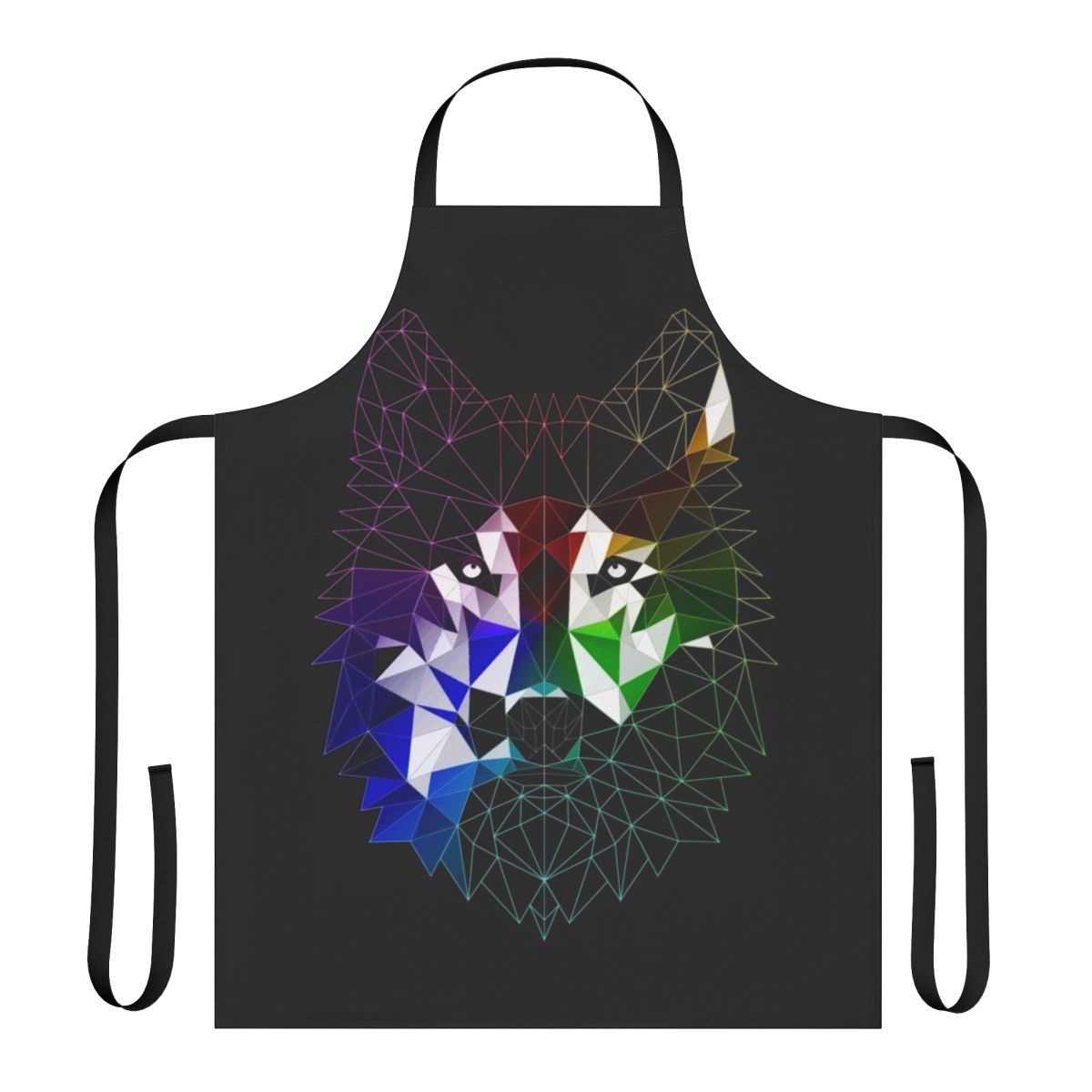 Geometric wolf design printed on a high-quality kitchen apron