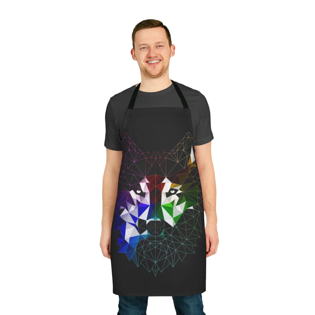 Geometric wolf design printed on a high-quality kitchen apron