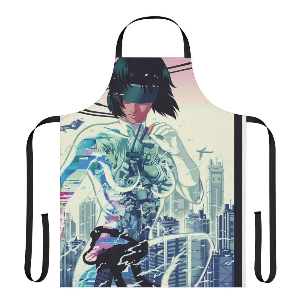 Ghost in the Shell-inspired apron with anime and manga character designs