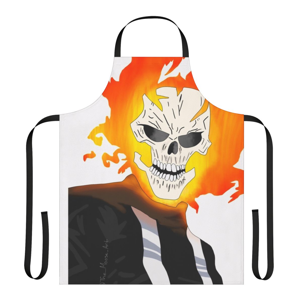 Ghost Rider inspired apron with skull and fire design