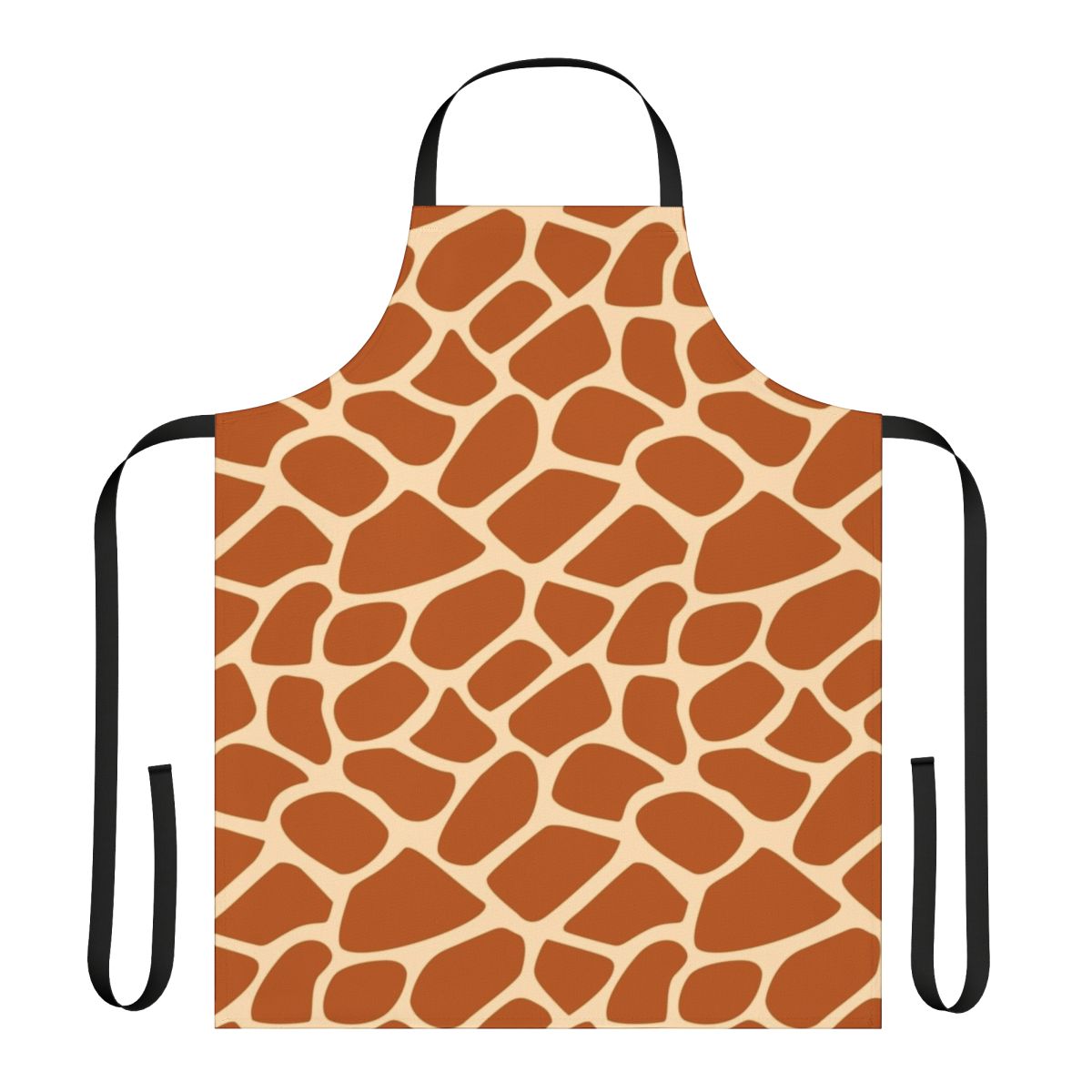 A high-quality giraffe print apron featuring a vibrant safari-inspired design.