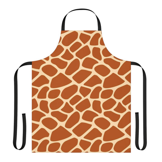A high-quality giraffe print apron featuring a vibrant safari-inspired design.