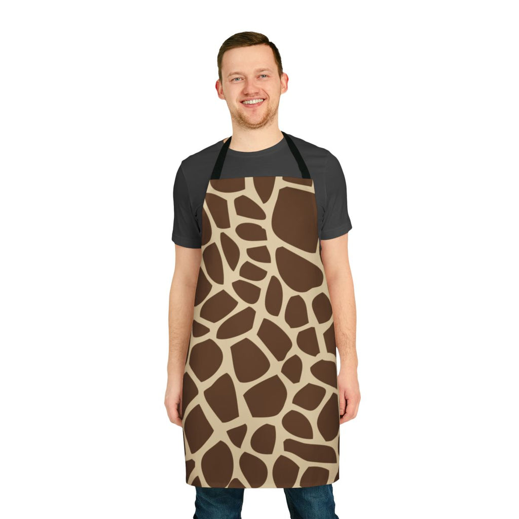 Giraffe print apron with natural textures and colors