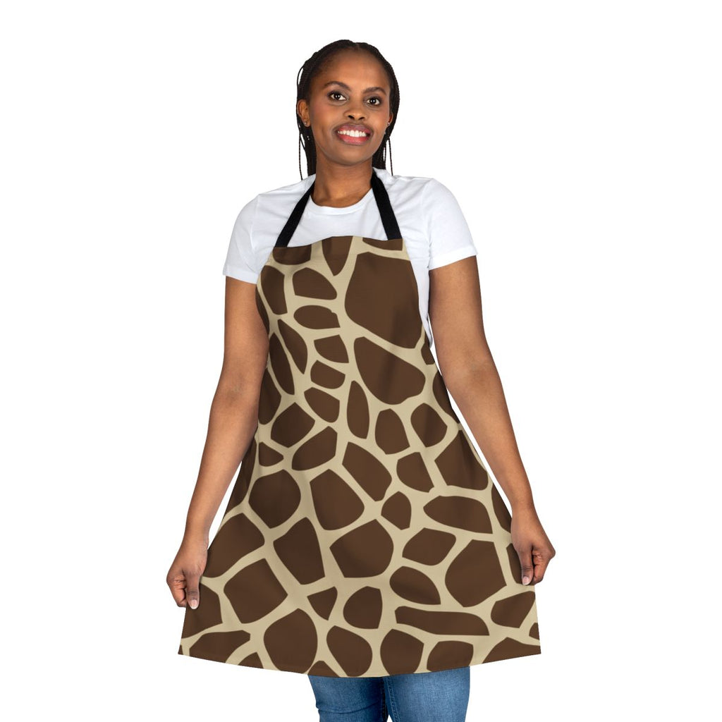 Giraffe print apron with natural textures and colors