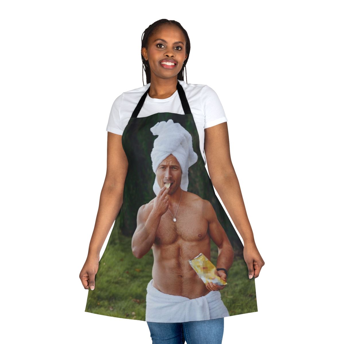 Sleek and stylish apron featuring a photo of handsome actor Glen Powell