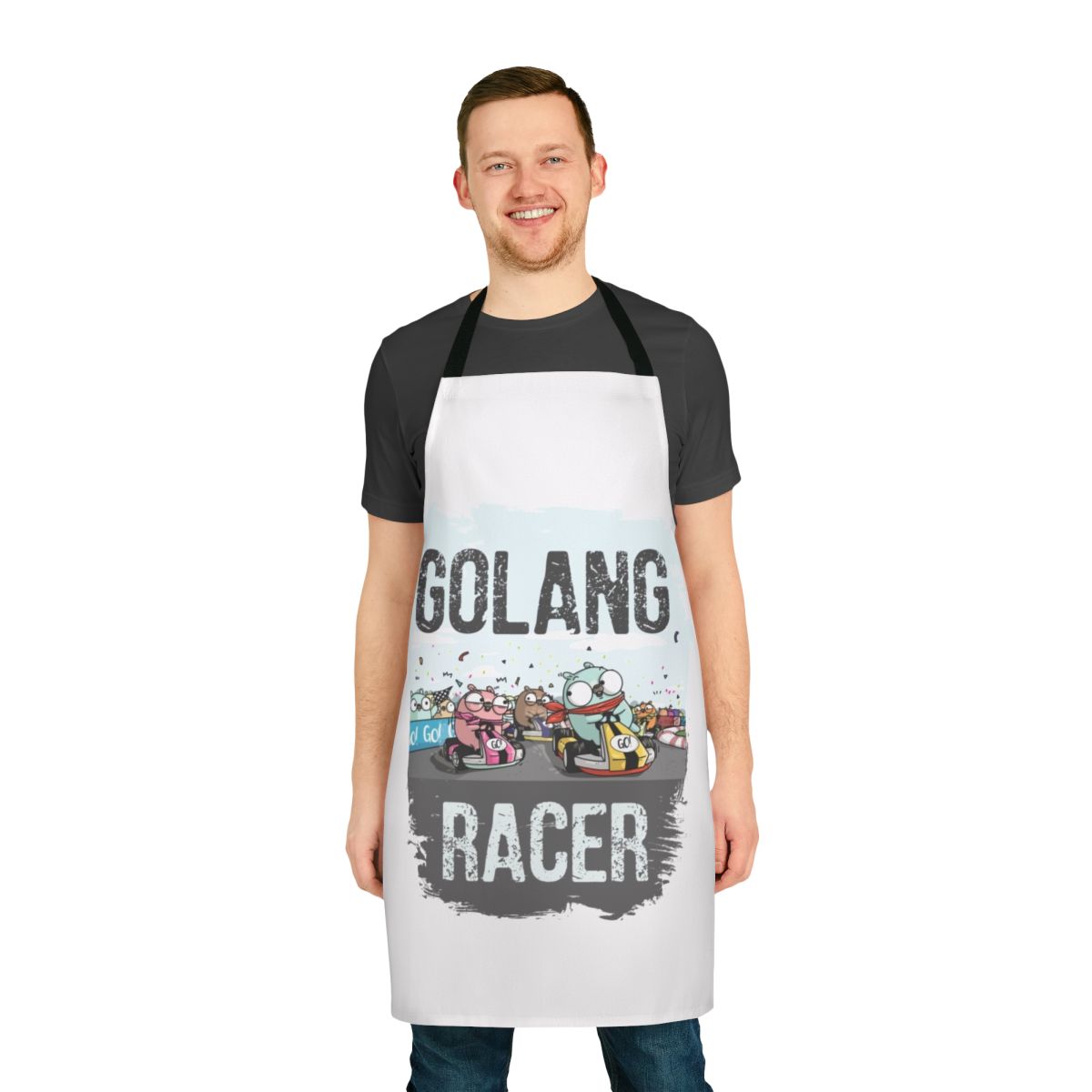 Golang Gopher programmer apron with code and gopher logo