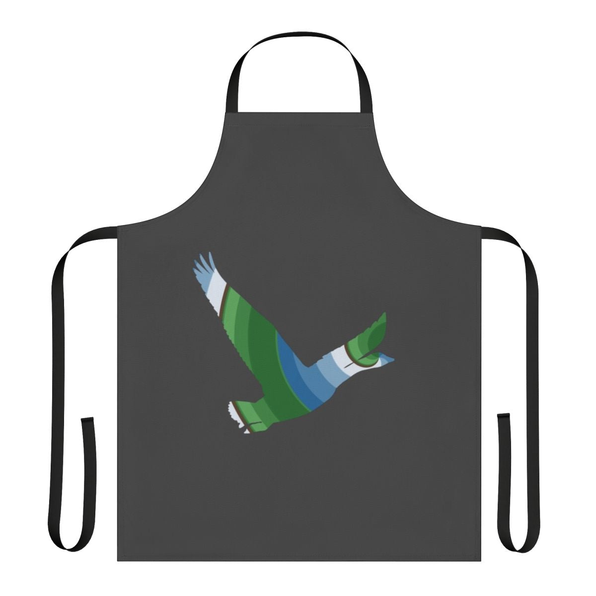 Colorful apron featuring a playful goose design and other legendary animal illustrations.