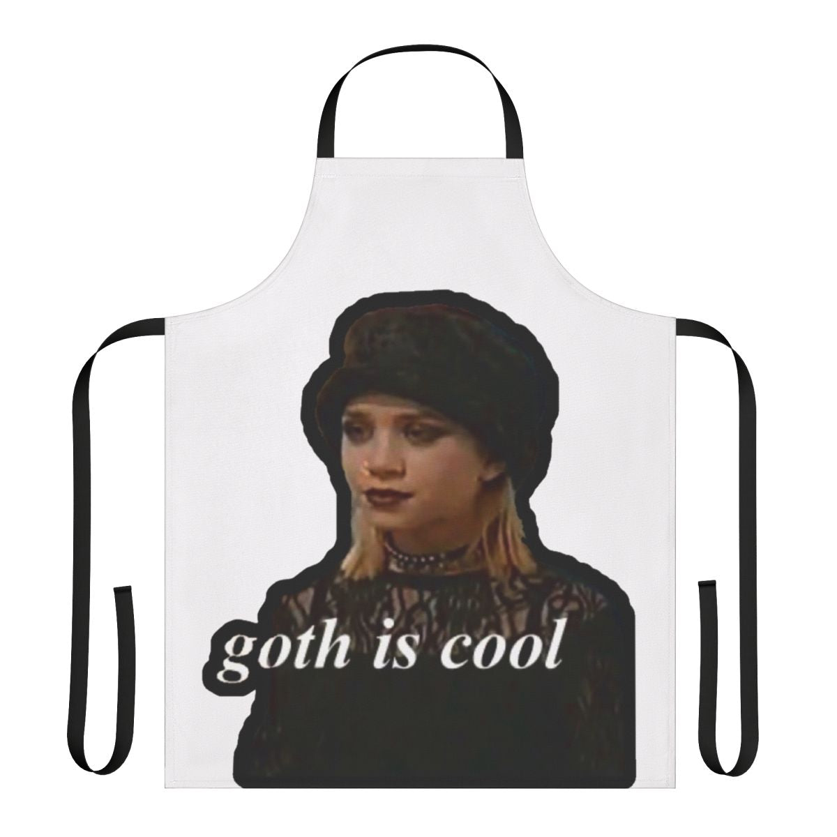 Goth-inspired apron featuring a cool, vintage design
