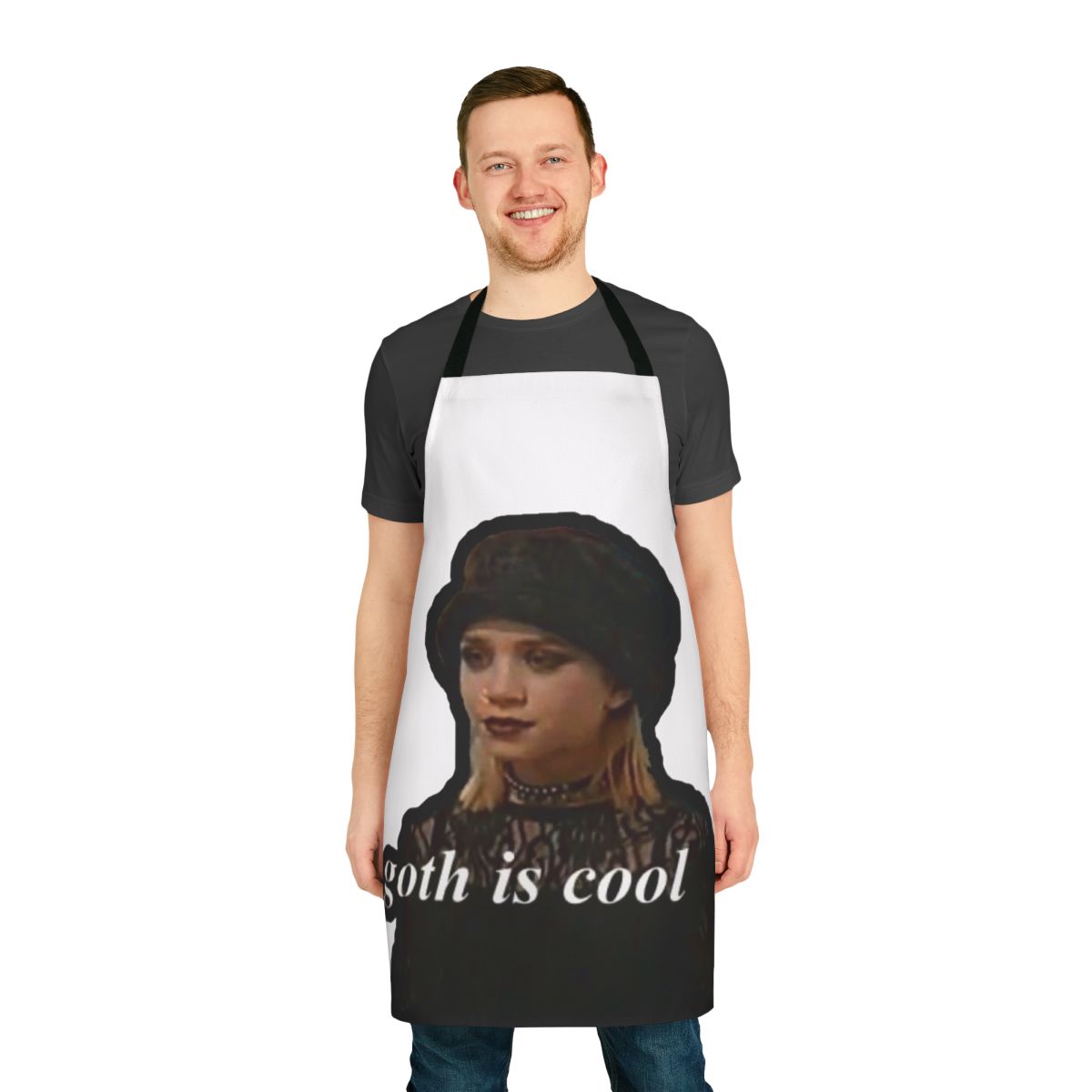 Goth-inspired apron featuring a cool, vintage design