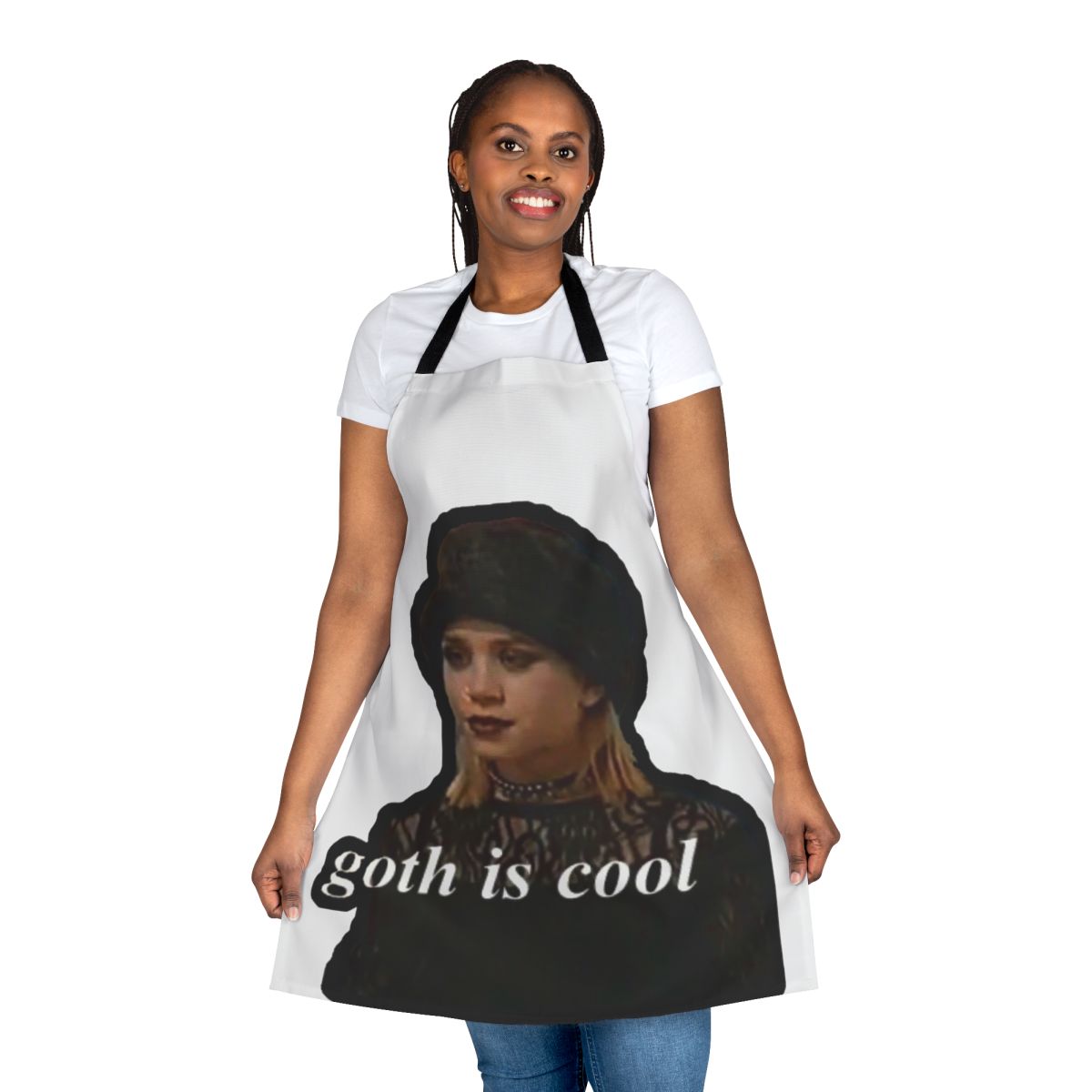 Goth-inspired apron featuring a cool, vintage design