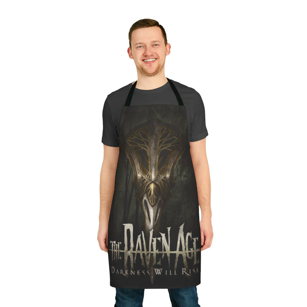 Stylish black apron featuring the Katess 2 design from the gothic metal band The Raven Age