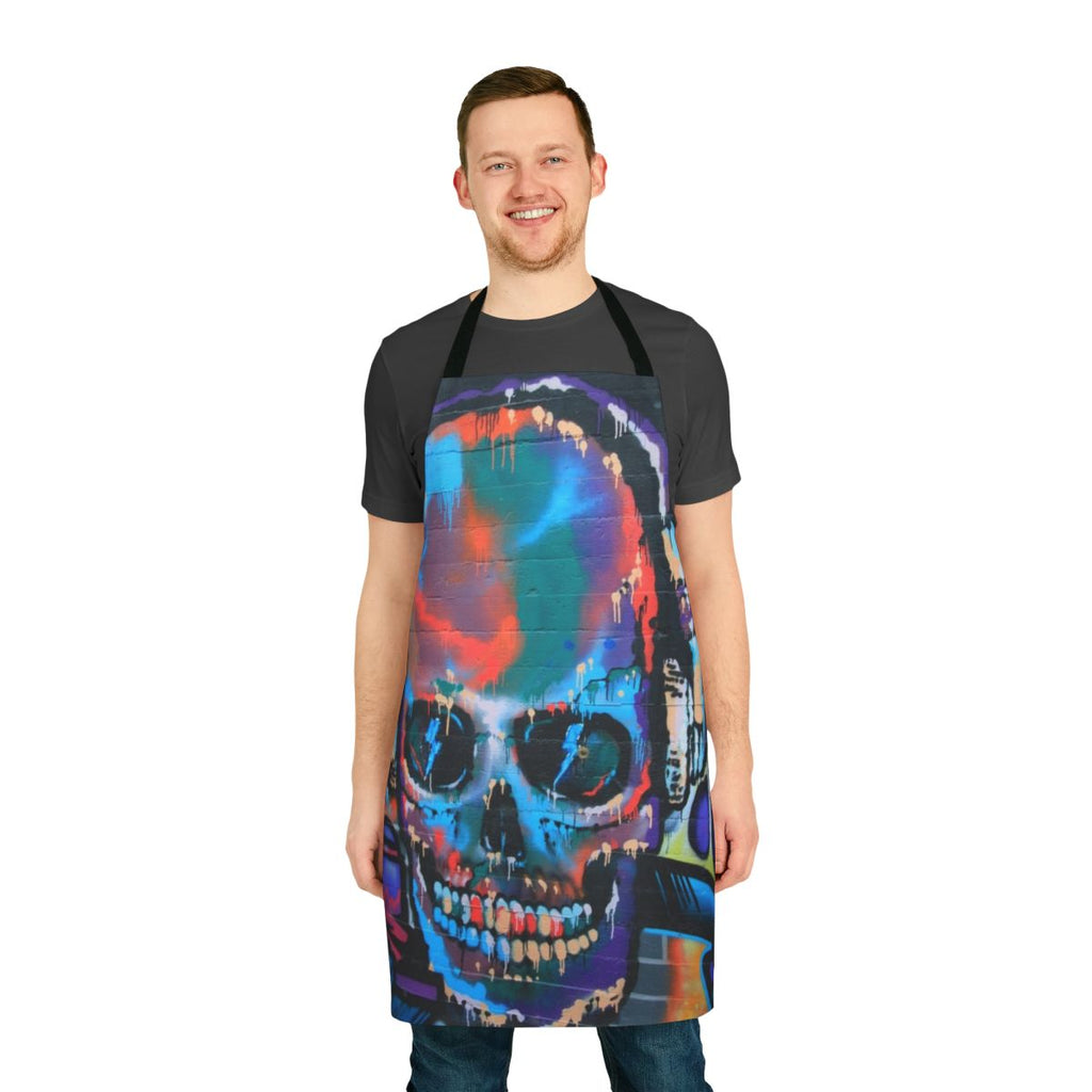 Vibrant graffiti-style apron with a cool, urban design