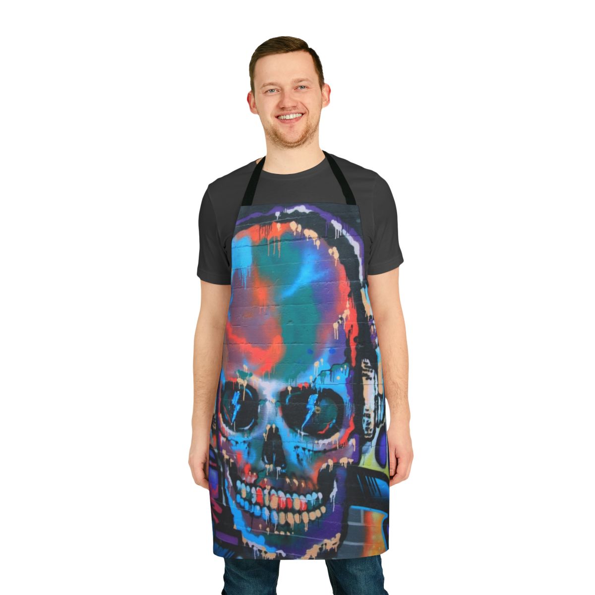 Vibrant graffiti-style apron with a cool, urban design