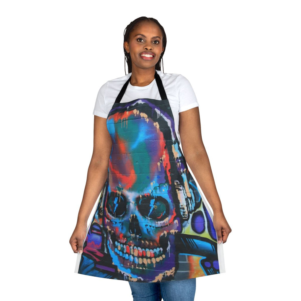 Vibrant graffiti-style apron with a cool, urban design