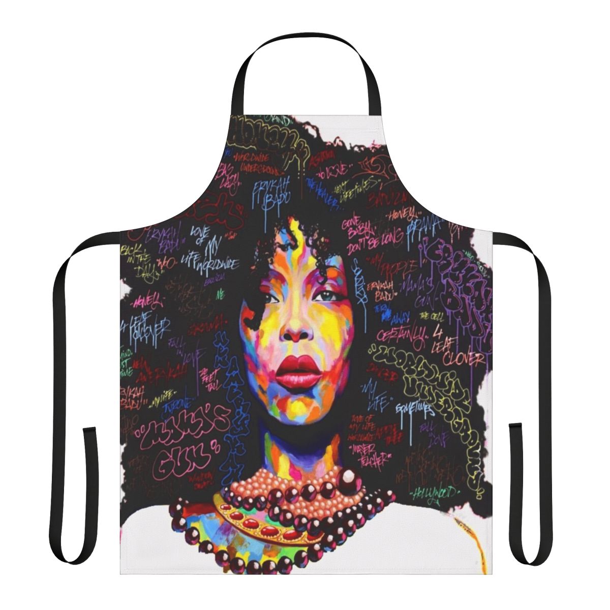 Graffiti-patterned hair apron for urban fashion and black hair care