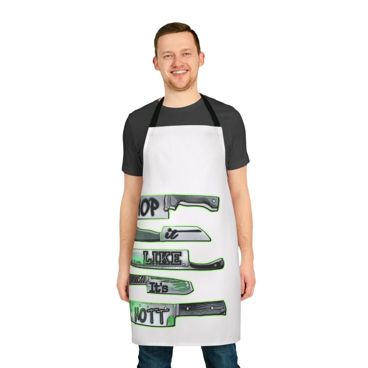 Graphic design chef apron with kitchen knife illustration
