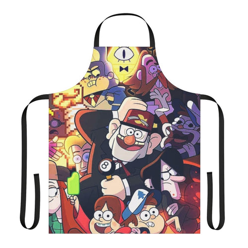 "Gravity Falls themed apron with graphic design"