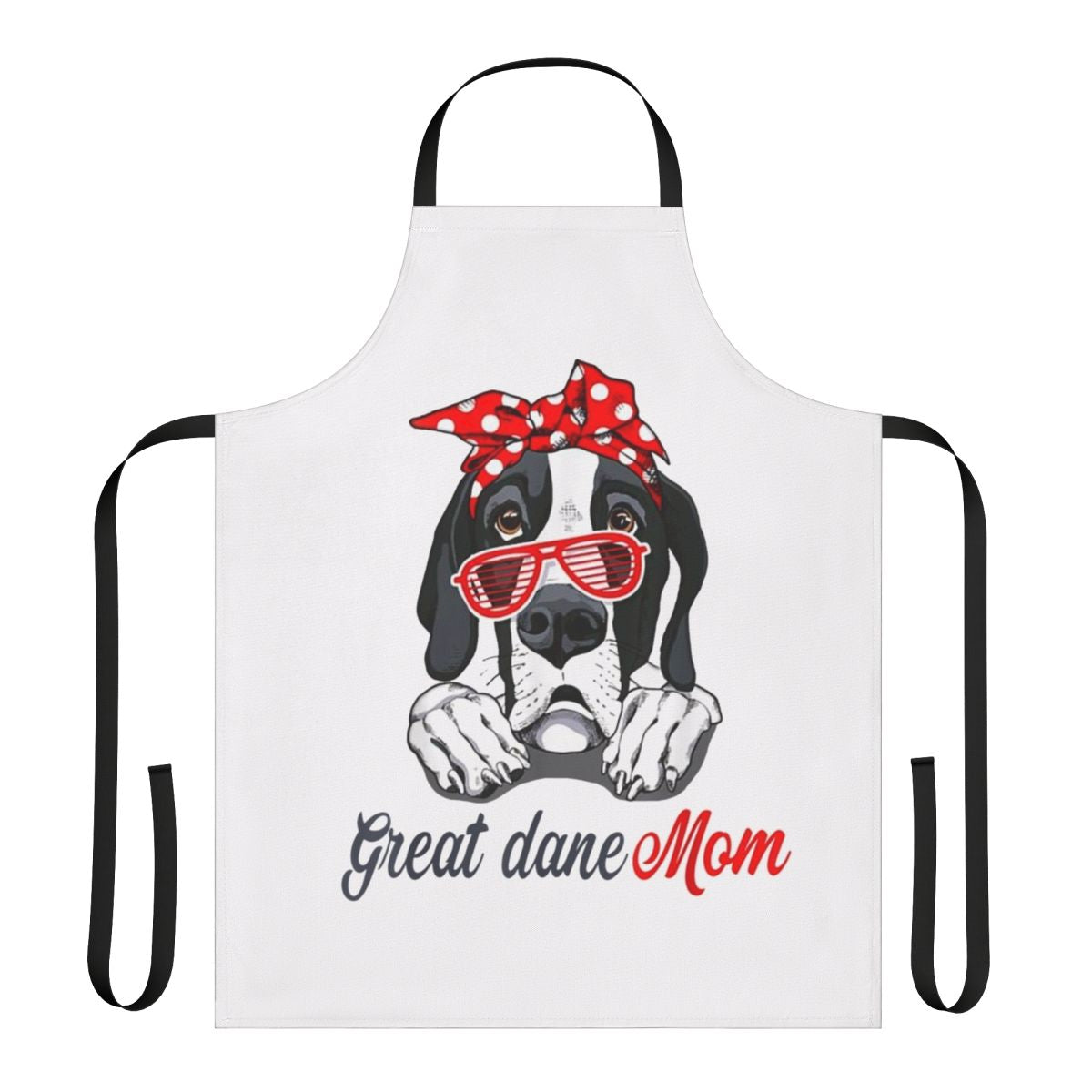 A high-quality apron featuring a playful great dane dog design, perfect for great dane owners and dog moms.