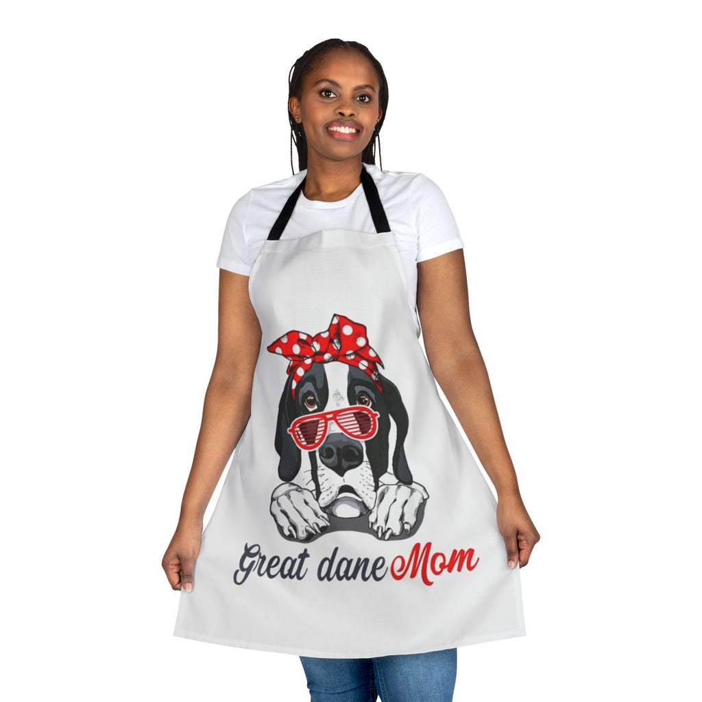 A high-quality apron featuring a playful great dane dog design, perfect for great dane owners and dog moms.