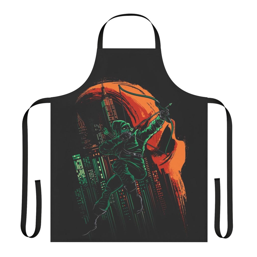 Green Arrow-inspired apron featuring the iconic arrow symbol