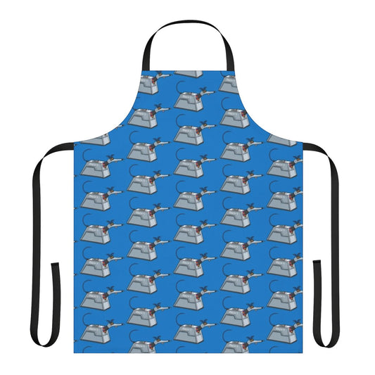 Grey apron with dog silhouette design